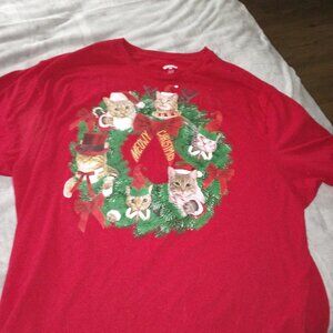 MEOWY CHRISTMAS CUTE CAT TEE SHIRT SIZE 2X VGC KITTY LOVERS LOOK!!